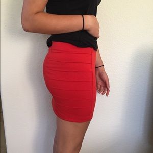 Red pencil skirt